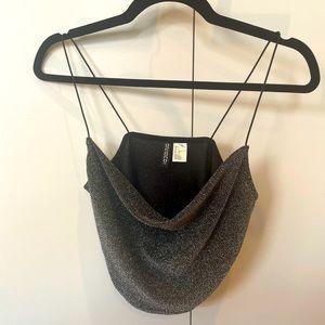 Divided cropped sparkly tank